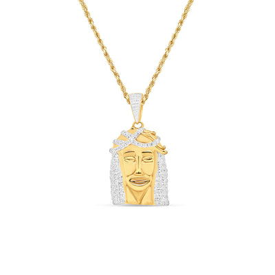 Young Jesus Head with Necklace | 10K Yellow Gold | 15.59MM| 0.78CT