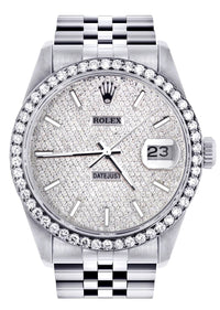 Diamond Mens Rolex Datejust Watch 16014| 36MM | Full Diamond Dial | Jubilee Band