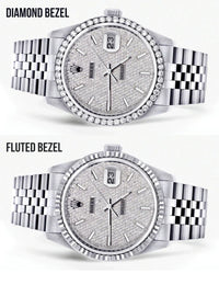 Diamond Mens Rolex Datejust Watch 16014| 36MM | Full Diamond Dial | Jubilee Band