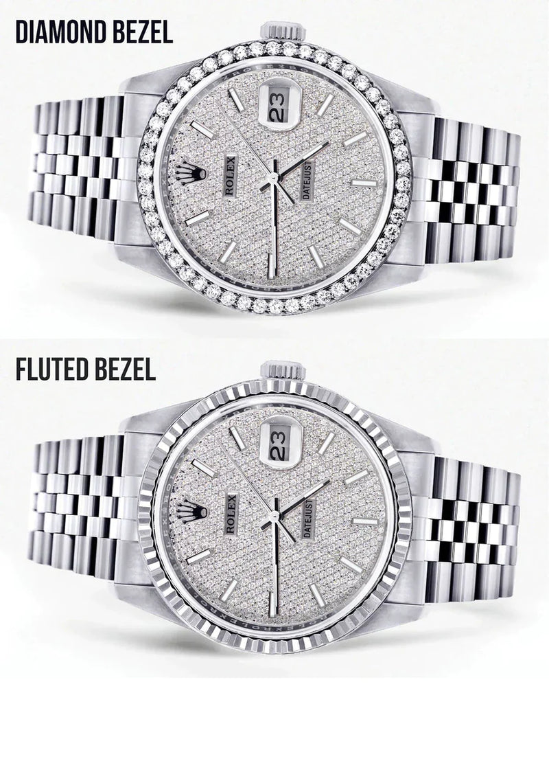 Diamond Mens Rolex Datejust Watch 16014| 36MM | Full Diamond Dial | Jubilee Band