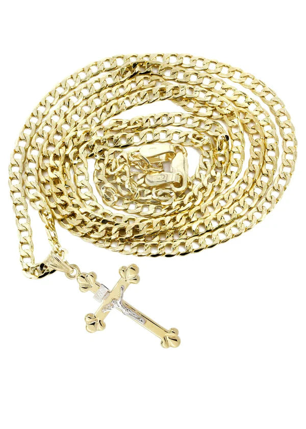 10K Gold Crucifix / Cross Necklace For Men | 3.1 Grams