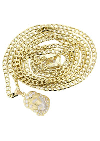 10K Gold Necklace & Gold Jesus Piece Necklace | 4.14 Grams