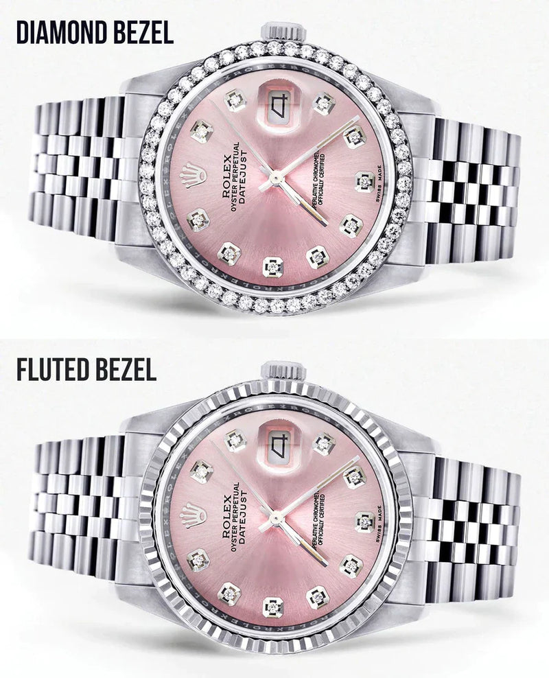 Rolex Datejust Watch 16014 for Men | 36MM | Diamond Pink Dial | Jubilee Band