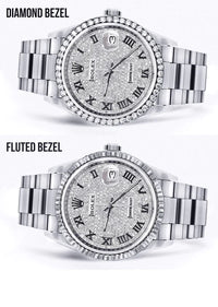 Diamond Rolex Datejust Watch 16200 for Men | 36MM | Full Diamond Roman Dial | Stainless Steel | Oyster Band