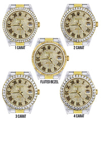 Diamond Gold Rolex Datejust Watch 16233 | 36MM | Full Diamond Roman Dial | Oyster Band