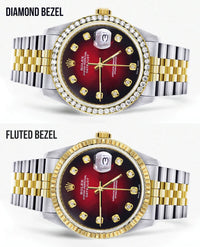 Rolex Datejust Watch 16013 for Men | 36MM | Diamond Red Dial | Jubilee Band
