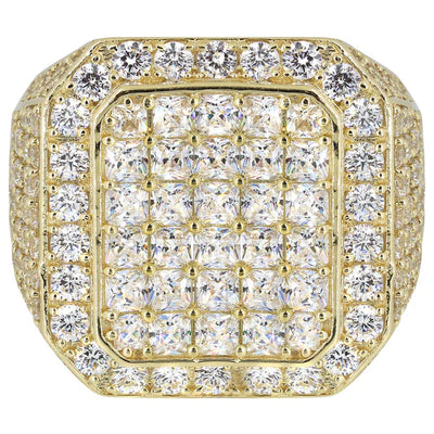 Mens Gold Round Diamond Pinky Ring | 10K Solid Yellow Gold