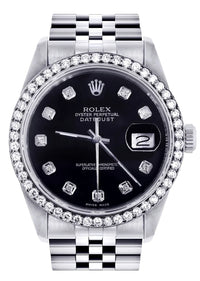 Rolex Datejust Watch 16014 for Men| 36M | Diamond Black Dial | Jubilee Band