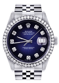 Rolex Datejust Watch 16014 for Men | 36Mm | Blue Black Diamond Dial | Jubilee Band
