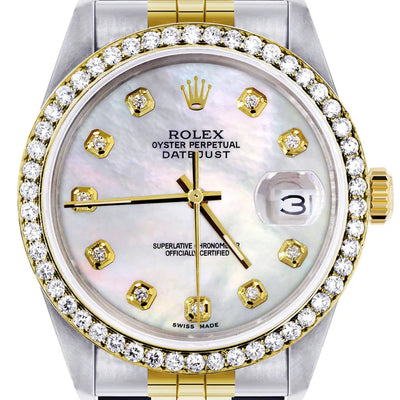 Rolex Datejust Watch 16013 for Men | 36MM | Diamond White Mother of Pearl Dial | Jubilee Band