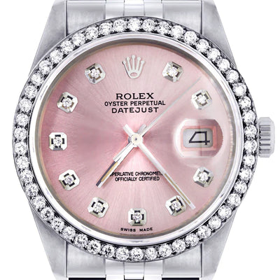 Rolex Datejust Watch 16014 for Men | 36MM | Diamond Pink Dial | Jubilee Band