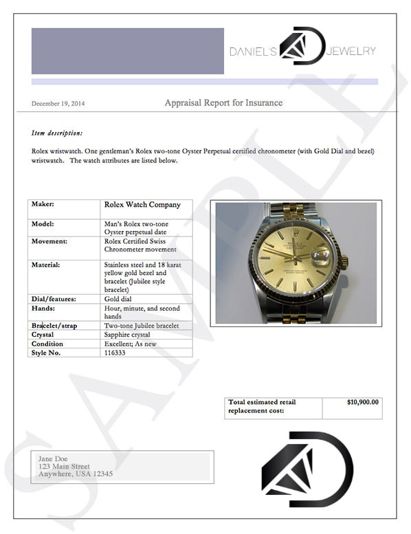 Rolex DateJust 16233  | 36MM | Black Dial | Two Tone | Jubile Band - Rolex Appraisal Example [FILE:Rolex Appraisal Example.png]