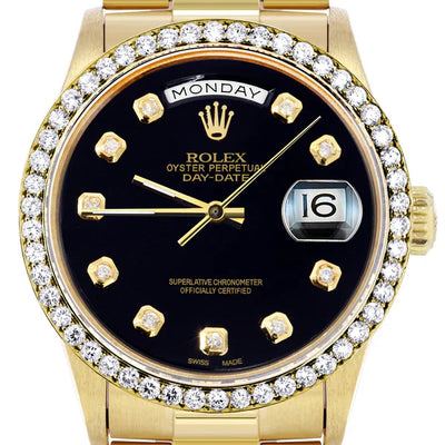 Rolex Day-Date Presidential | Model 18238 | 18K Yellow Gold | 36MM | Black Diamond Dial