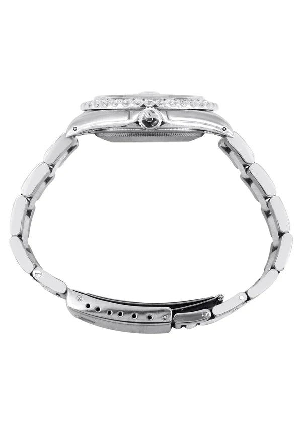 Diamond Rolex Datejust Watch 16200 | 36MM | Full Diamond Color Arabic Dial | Stainless Steel | Oyster Band