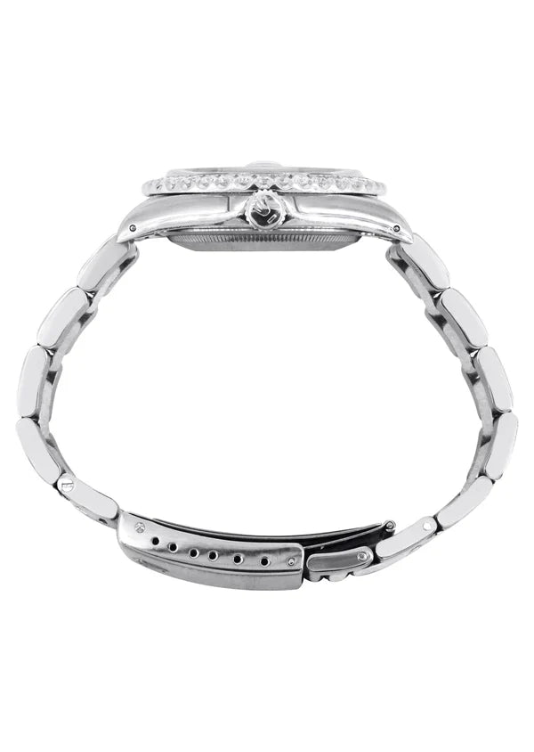 Diamond Rolex Datejust Watch 16200 | 36MM | Fully Iced Out Diamond Dial | Stainless Steel | Oyster Band