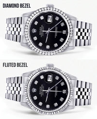Rolex Datejust Watch 16014 for Men| 36M | Diamond Black Dial | Jubilee Band