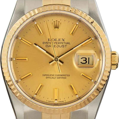 Rolex Datejust Watch 16233 for Men | 36MM | Champagne Dial | Two Tone | Jubilee Band