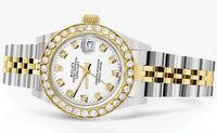 Diamond Rolex Datejust Watch for Women | 1 Carat Bezel | 26MM | White Dial | Jubilee Band
