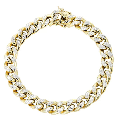 Hollow Diamond Cut Miami Cuban Link Bracelet 10K/14K - Yellow Gold