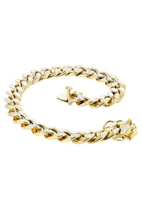 Hollow Diamond Cut Miami Cuban Link Bracelet 10K/14K - Yellow Gold