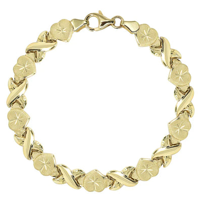 YELLOW GOLD "XO HEART" BRACELET FOR WOMEN 10K/14K