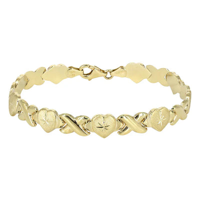 YELLOW GOLD "XO HEART" NECKLACE & BRACELET SET FOR WOMEN | APPX 16.9 GRAMS