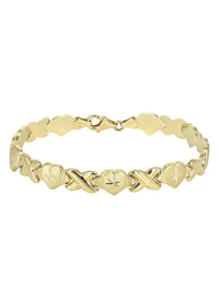 YELLOW GOLD "XO HEART" NECKLACE & BRACELET SET FOR WOMEN | APPX 16.9 GRAMS
