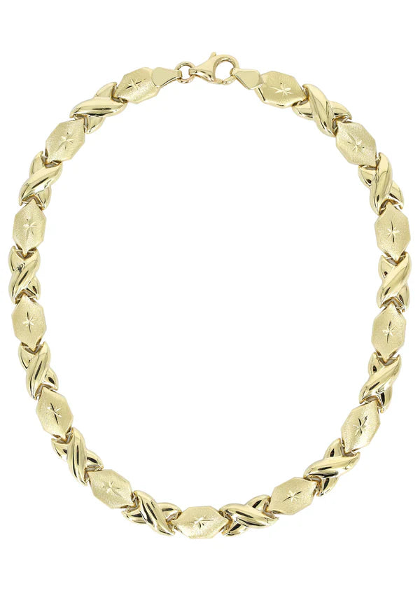 YELLOW GOLD "XO" NECKLACE FOR WOMEN 10K/14K