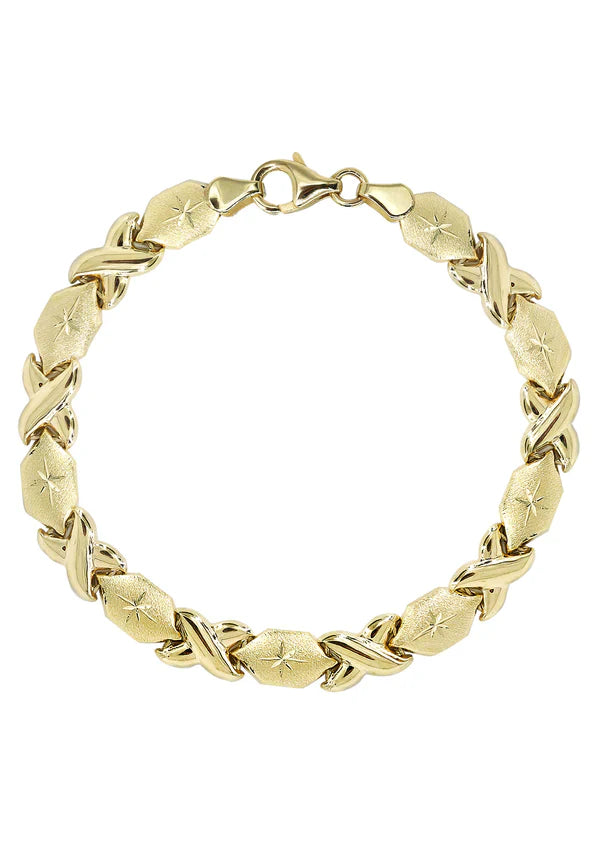 YELLOW GOLD "XO" BRACELET FOR WOMEN 10K/14K