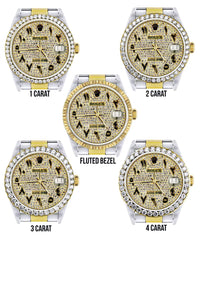 Diamond Gold Rolex Datejust Watch 16233 | 36MM | Black Arabic Full Diamond Dial | Stainless Steel | Oyster Band