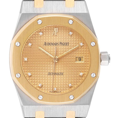 Audemars Piguet Royal Oak Steel Yellow Gold Diamond Mens Watch 15000S 33mm