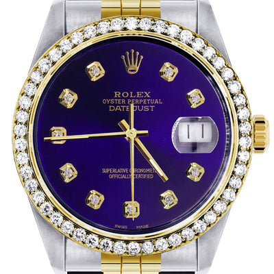 Rolex Datejust Watch 16013 for Men | 36MM | Diamond Royal Blue Dial  | Jubilee Band