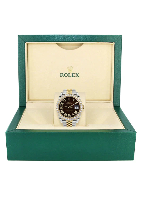 Rolex Datejust II Watch | 41MM | Custom Brown Diamond Roman Dial | 18K Yellow Gold & Stainless Steel | Jubilee Band