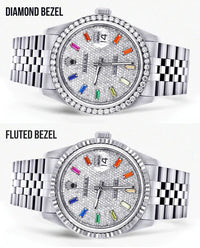 Diamond Rolex Datejust Watch 16200 | 36MM | Diamond Color Baguettes Dial | Stainless Steel | Jubilee Band
