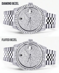 Diamond Rolex Datejust Watch 16200 | 36MM | Fully Iced Out Diamond Dial | Stainless Steel | Oyster Band