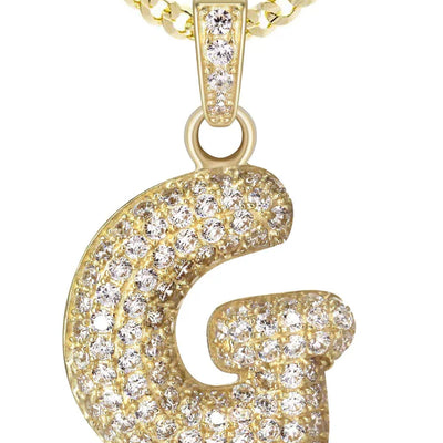 10K Yellow Gold Bubble Letter "G" CZ Necklace | Appx. 4.5 Grams