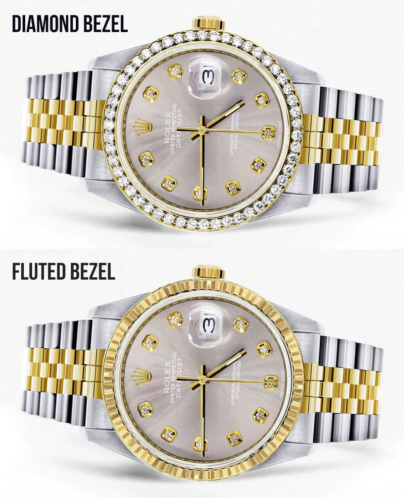 Rolex Datejust Watch 16013 for Men | 36MM | Diamond Grey Dial  | Jubilee Band