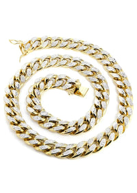 hollow yellow pave cuban chain