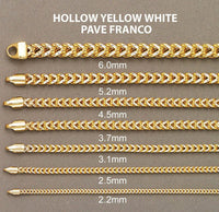 Hollow Diamond Cut Franco Bracelet 10K/14K - Yellow Gold