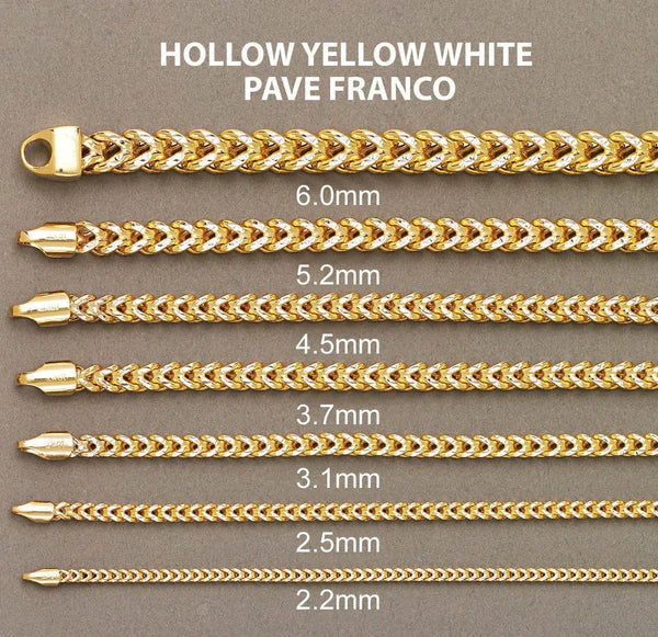 Hollow Diamond Cut Franco Bracelet 10K/14K - Yellow Gold