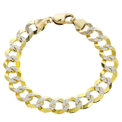 hollow yellow white pave cuban bracele