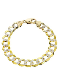 hollow yellow white pave cuban bracele