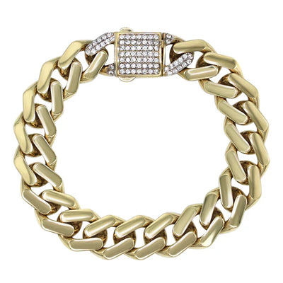 Hollow Monaco Miami Cuban Link Bracelet 10K/14K - Yellow Gold
