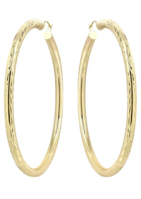 10K Gold Diamond Cut Hoop Earrings | Customizable Size