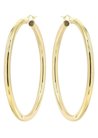10K Gold Plain Hoop Hoop Earrings | Customizable Size