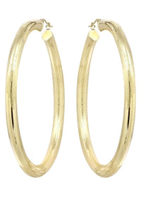 10K Gold Diamond Cut Hoop Earrings | Customizable Size