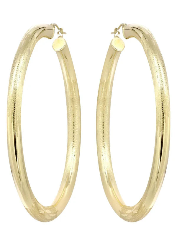 10K Gold Diamond Cut Hoop Earrings | Customizable Size