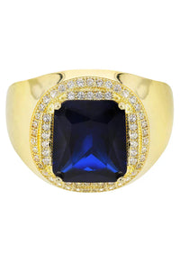 Mens Sapphire Ring | 10K Solid Yellow Gold | Style #4