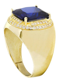 Mens Sapphire Ring | 10K Solid Yellow Gold | Style #4