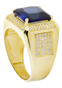 Mens Sapphire Ring | 10K Solid Yellow Gold | Style #7